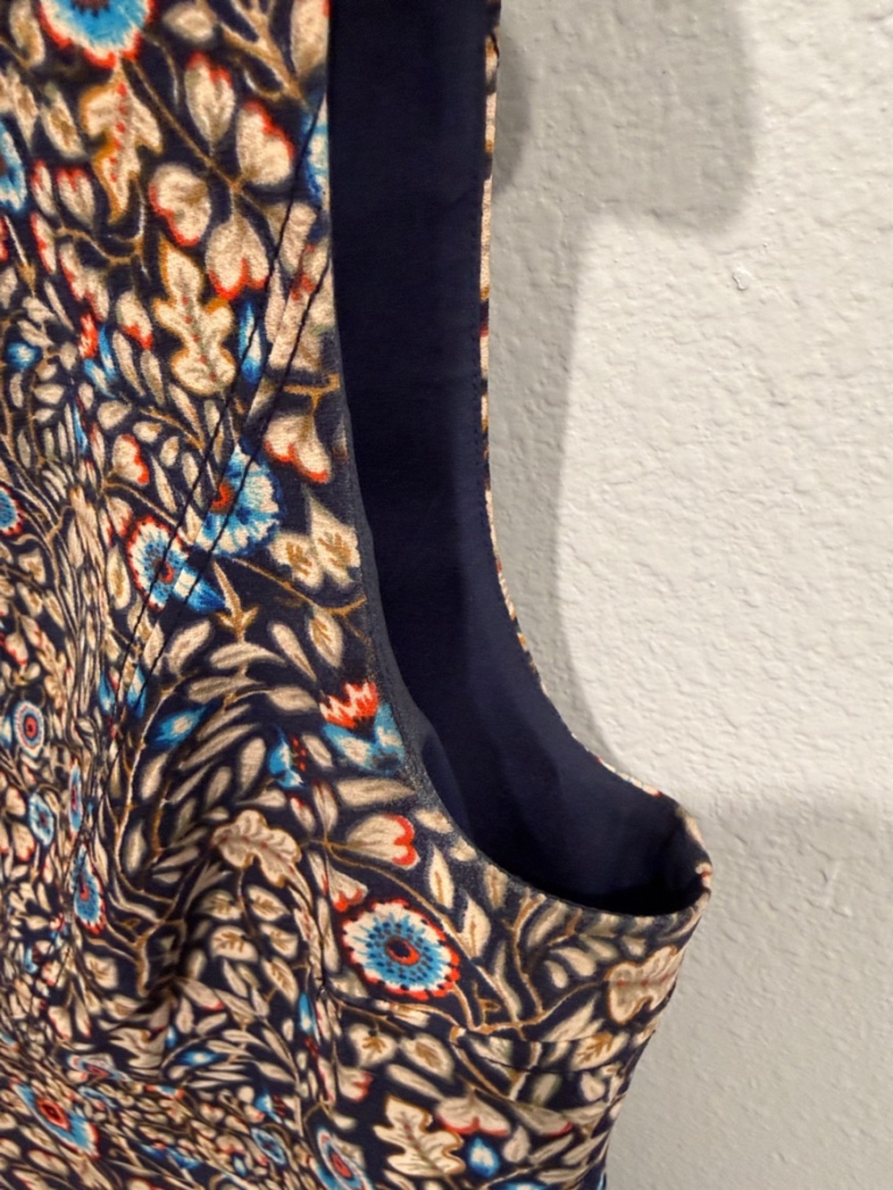 Maeve Navy Floral Mini Dress with Cream and Blue Accents - Picture 3 of 6